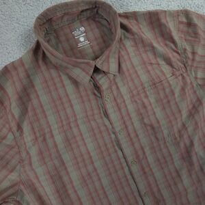 Mountain Hardwear Shirt Mens XL Plaid ‎ Short Sleeve Button Up Hiking Outdoors